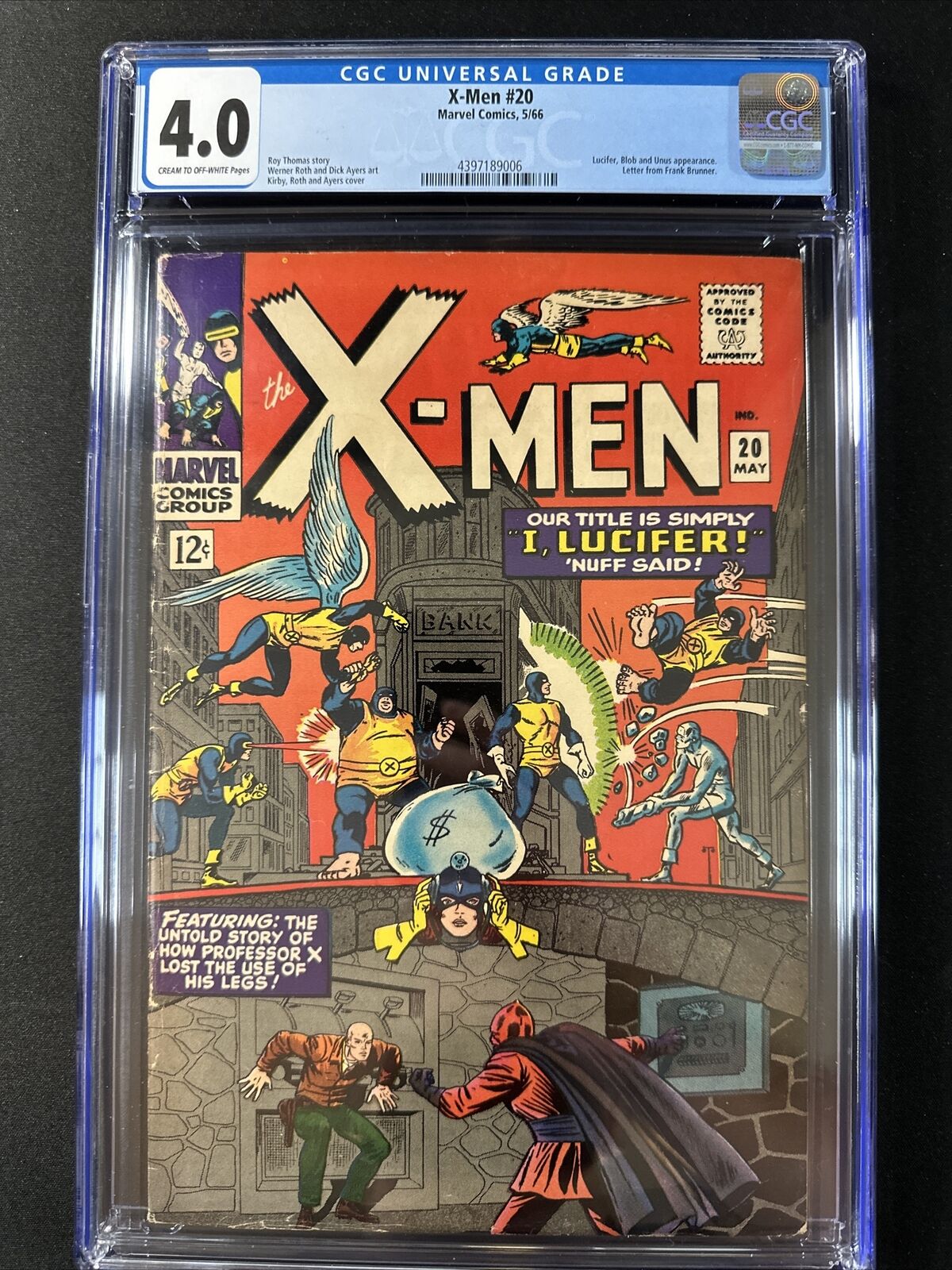 X-Men #20 CGC 4.0 Cr To OffWHITE Pages Vintage Old Silver Age Marvel Comics 1966