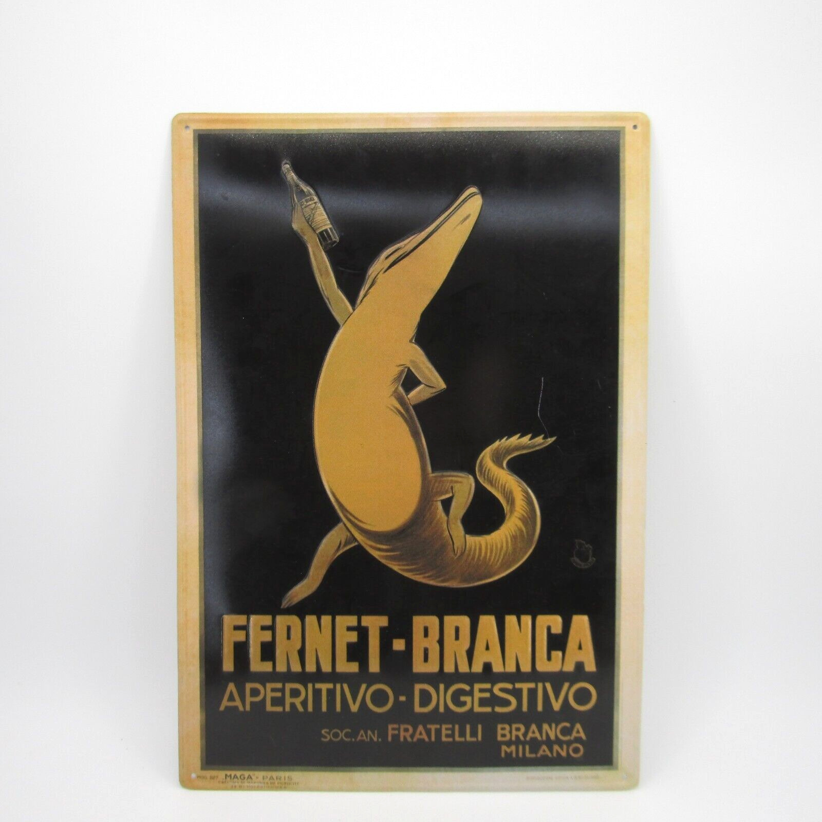 Metal Sign 1889 Fernet-Branca Liqueur Vintage Look Reproduction Crocodile 13x19