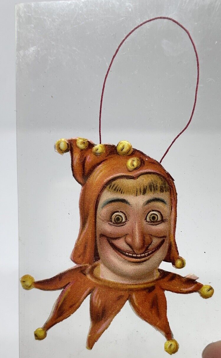 Antique Victorian Clown Die Cut Jester Ornament