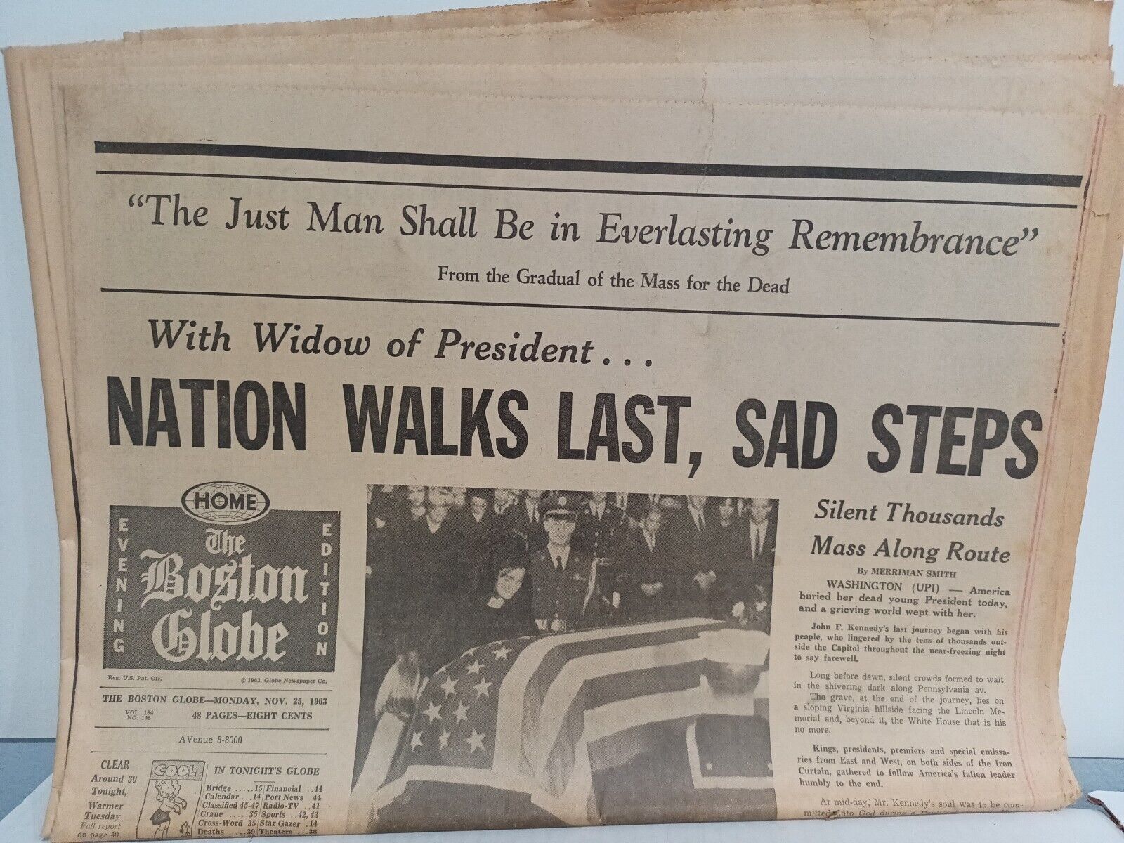 Great JFK President John F. Kennedy FUNERAL Headline 1963 Old Newspaper