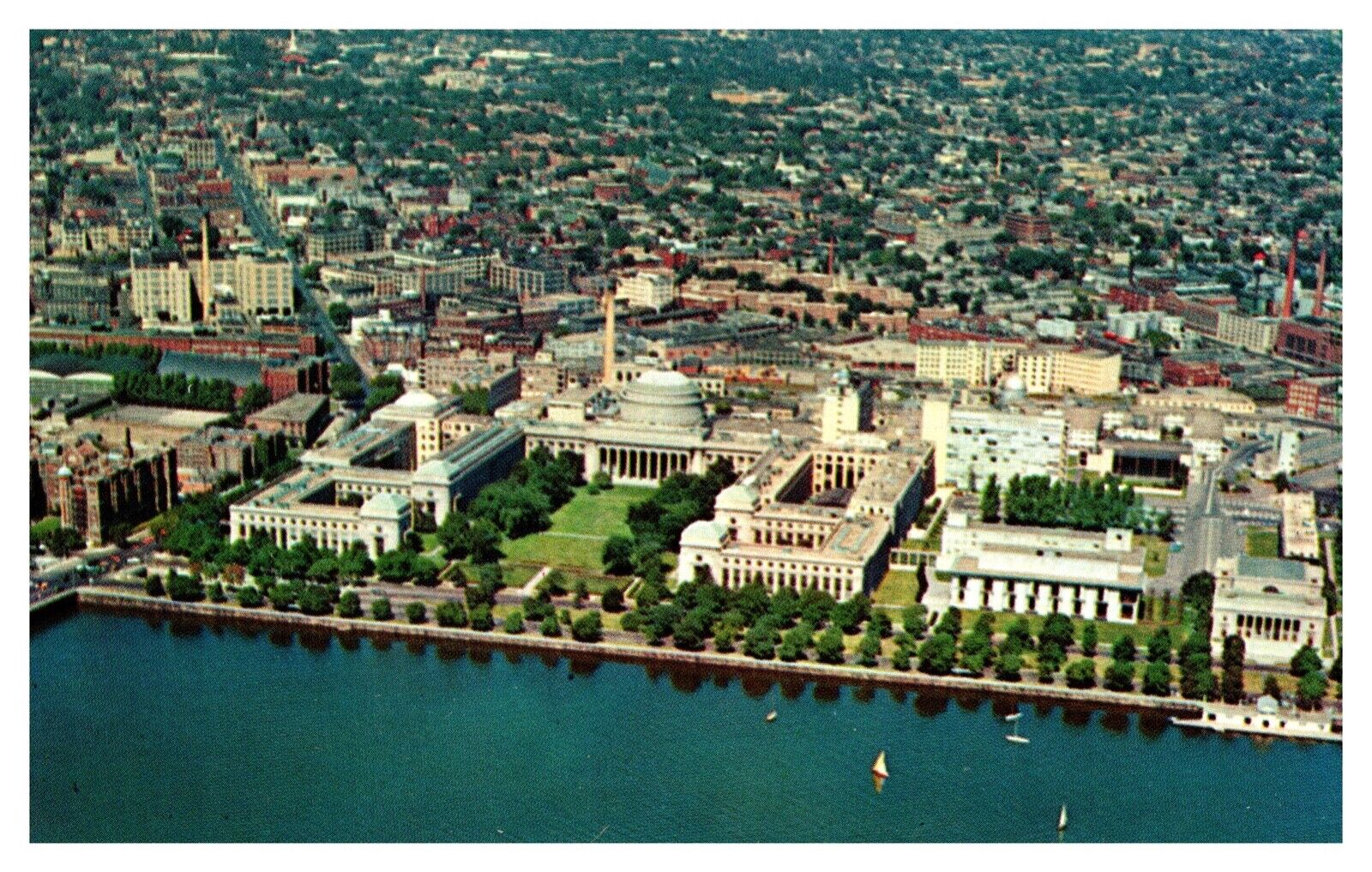 Cambridge MA MIT Campus Charles River Aerial View Chrome Postcard