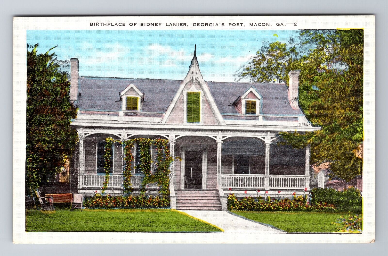 Macon GA-Georgia, Birthplace Of Sidney Lanier, Georgia\'s Poet, Vintage Postcard