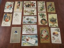 Lot of 16 Antique CHRISTMAS POSTCARDS Santa Claus Embossed Early 1900's L1 picture