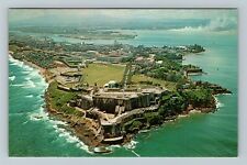 San Juan PR-Puerto Rico, Fortress El Morro Aerial View Vintage Souvenir Postcard picture