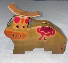 Leather Cow Coin Bank Embossed Colorful Made in India Cute Bovine 5.25”x 7