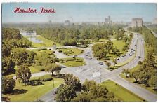 Postcard TX Houston Texas, c1963 Aerial View, Hermann Park & Houston Skyline E18 picture