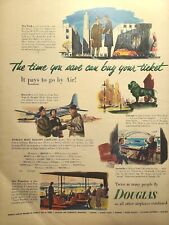 Douglas Aircraft Airline Travel Go By Air Time is Money Vintage Print Ad 1952 picture