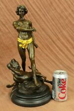 Handcrafted bronze sculpture SALE Leopard Killing Tarzan Young Patina Gold Deal picture