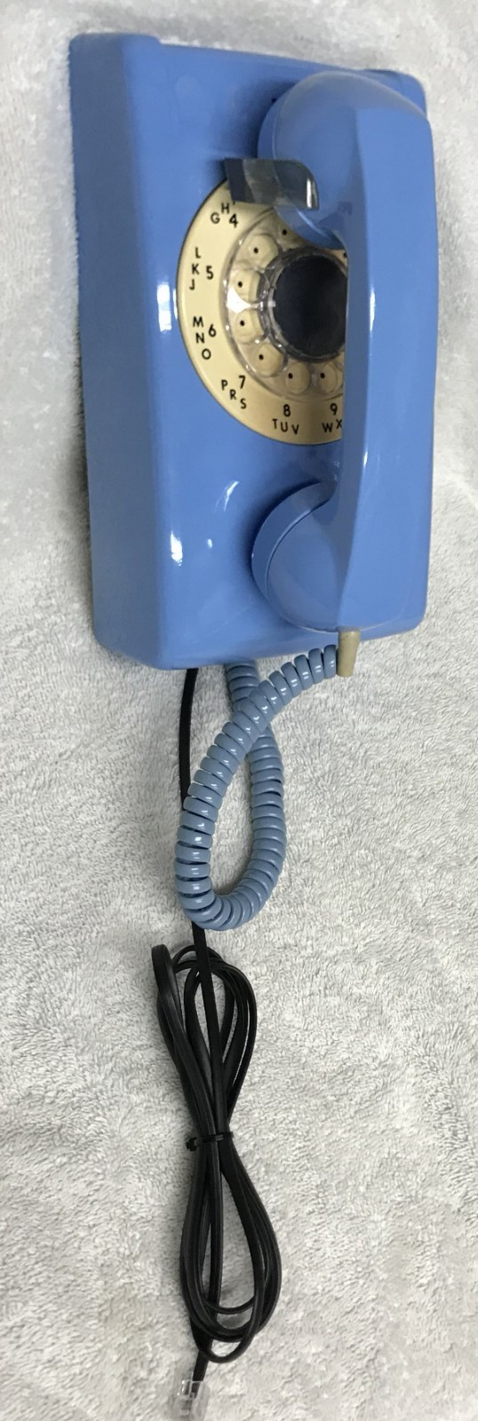 Vintage 1960s ITT Model 554 Series ( 1-60 )  BLUE Rotary Wall Mount Telephone