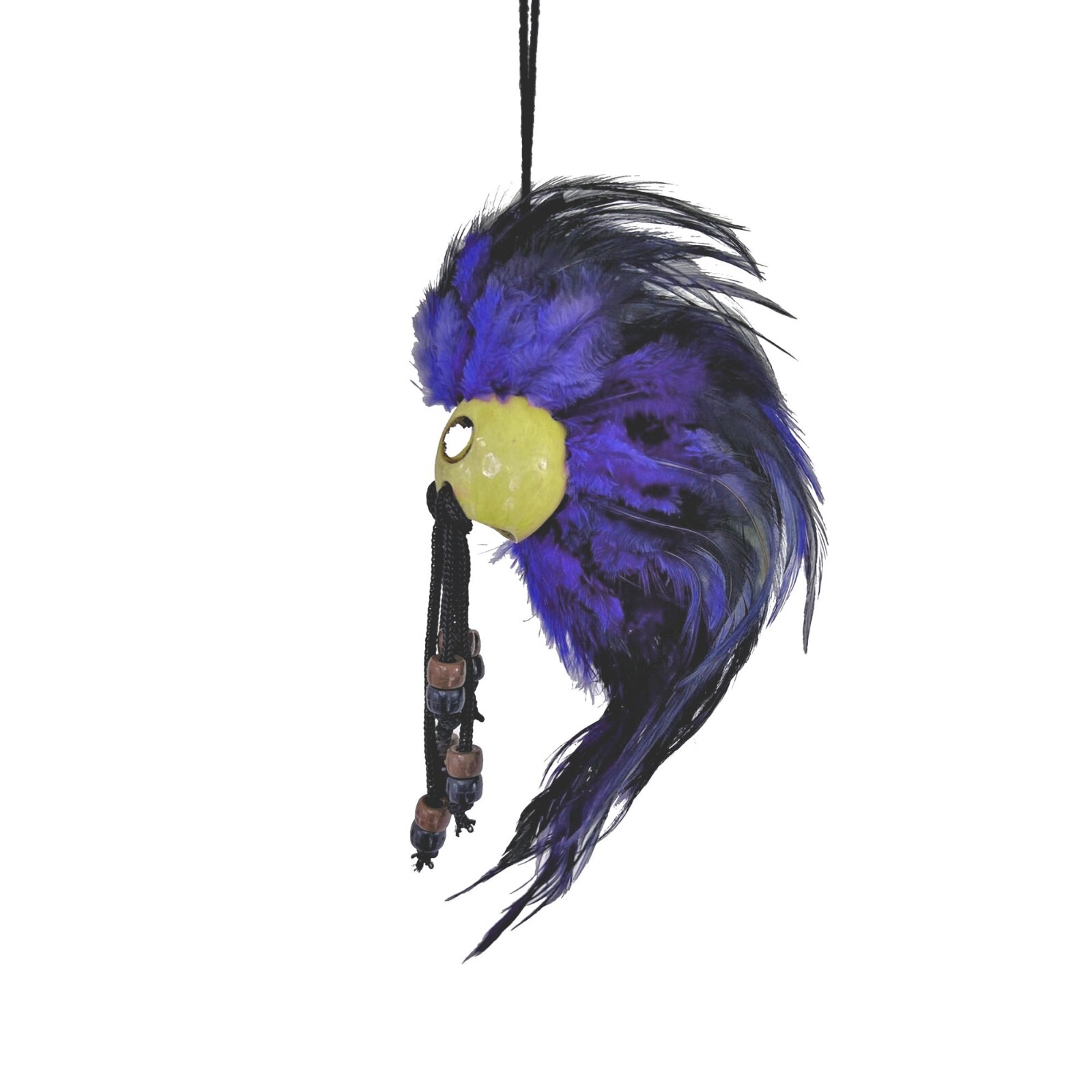 Hawaiian Handmade Purple Black Makaki'i Ikaika Warrior Helmet from Maui, Hawaii