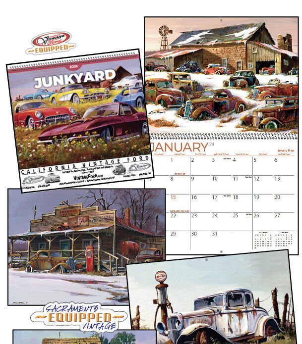 Vintage Junkyard Calendar 2024 by Dale Klee Fords Chevys Mustangs
