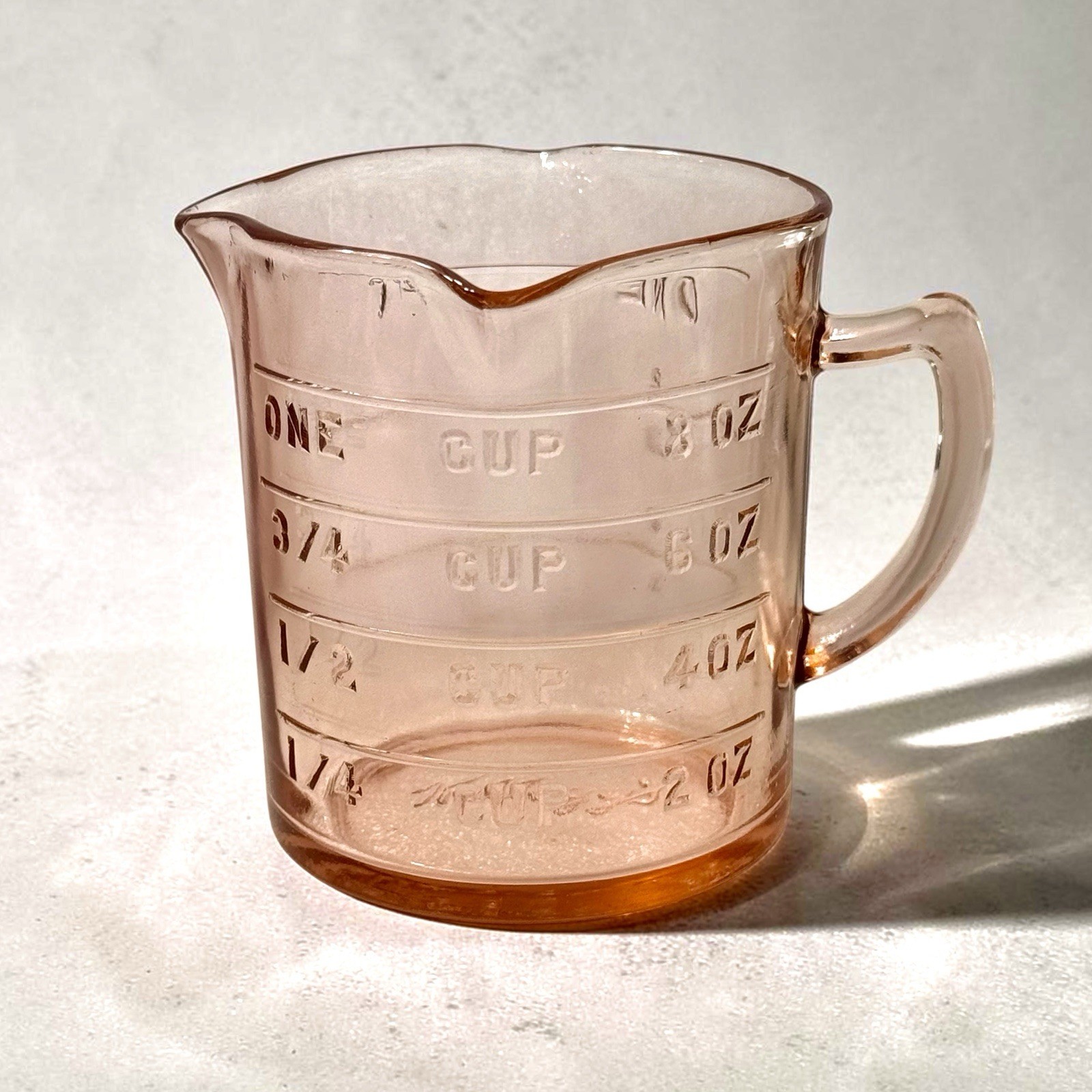 Vtg Kellogg’s Pink Depression Measuring Cup 3 Spout Cup Ounces NO Chips/Cracks