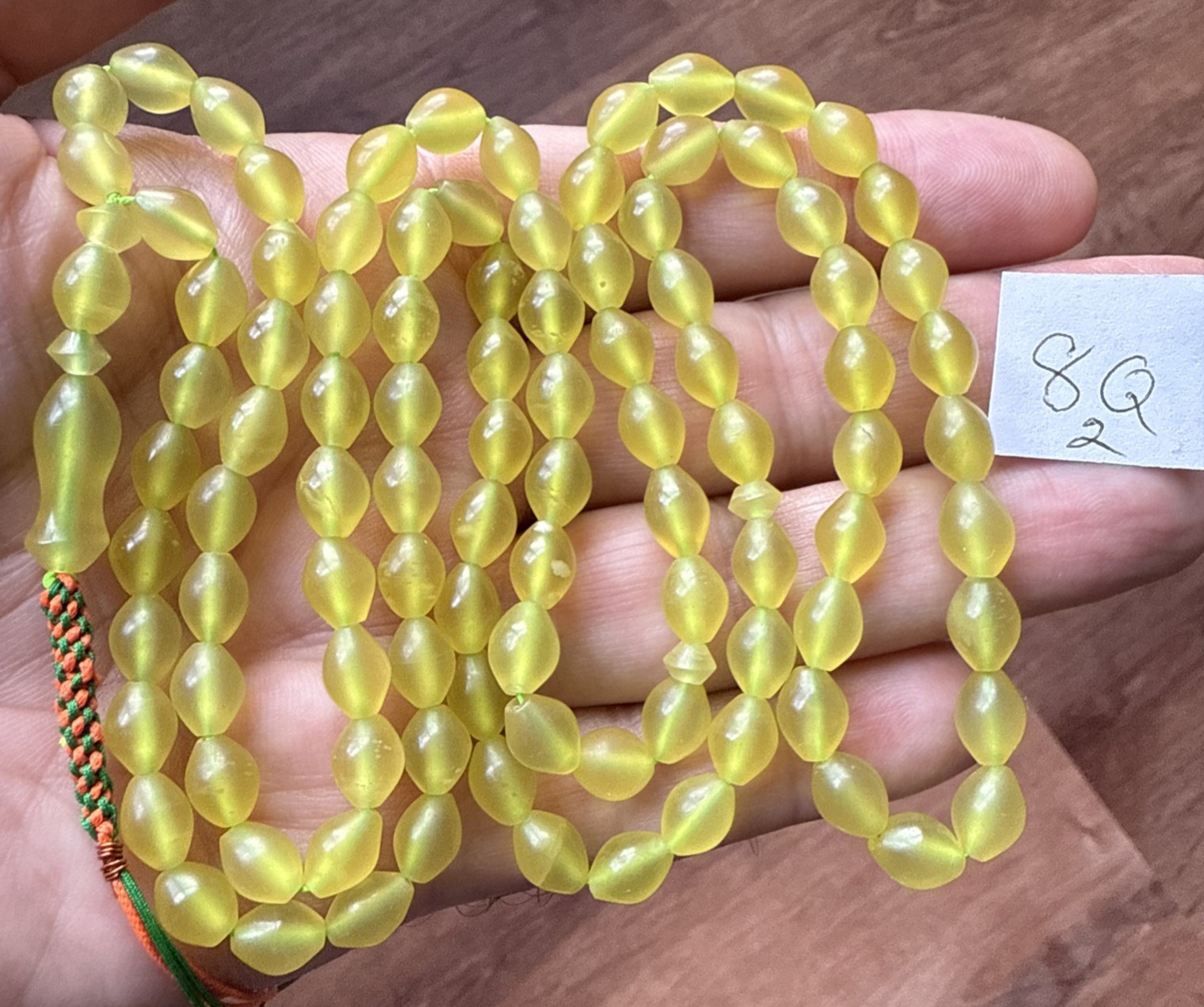 RARE GREEN  99 BEADS أخضر نادر GENUINE SHAH MAGHSOUD 46 cm شاه مقصود تسبيح