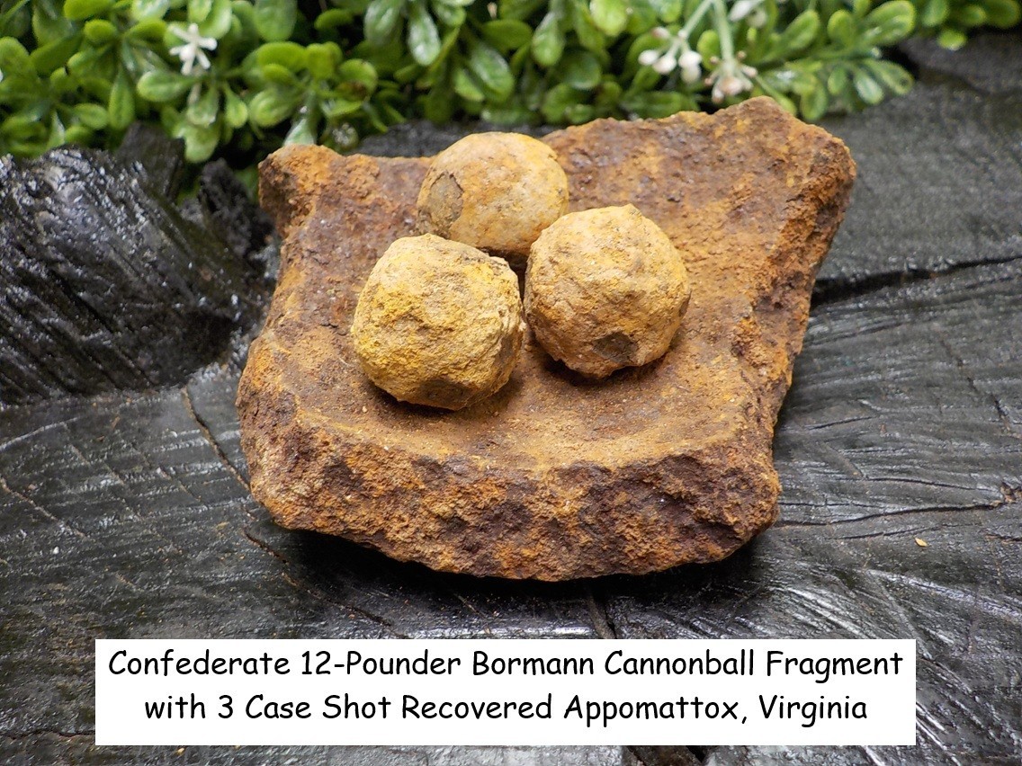 Old Rare Vintage Antique Civil War Relic Confederate Cannonball Frag 3 Case Shot