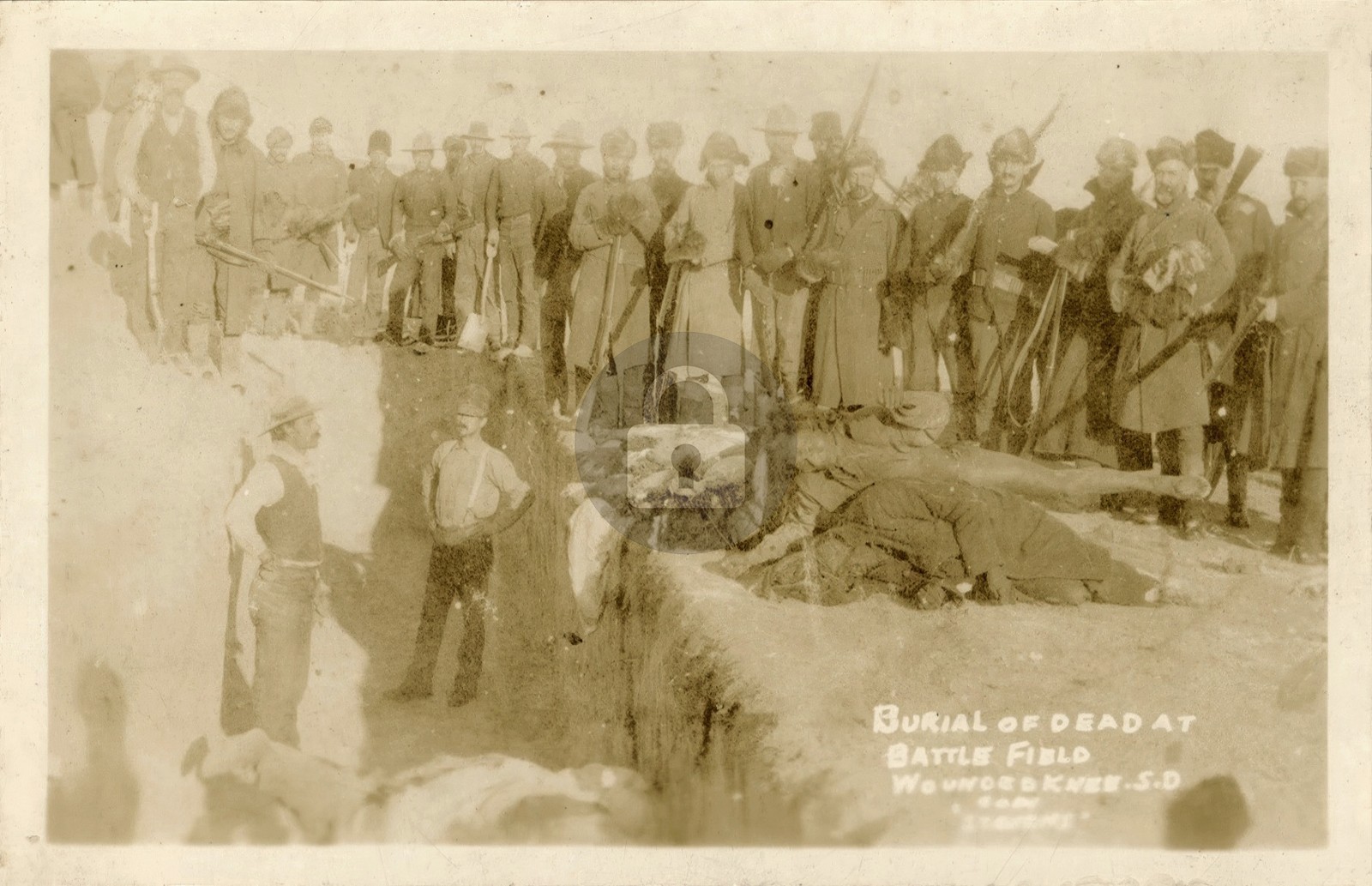 Burial Dead Wounded Knee DAKOTA Territory 1910s Silver RPPC Photo Postcard COPY