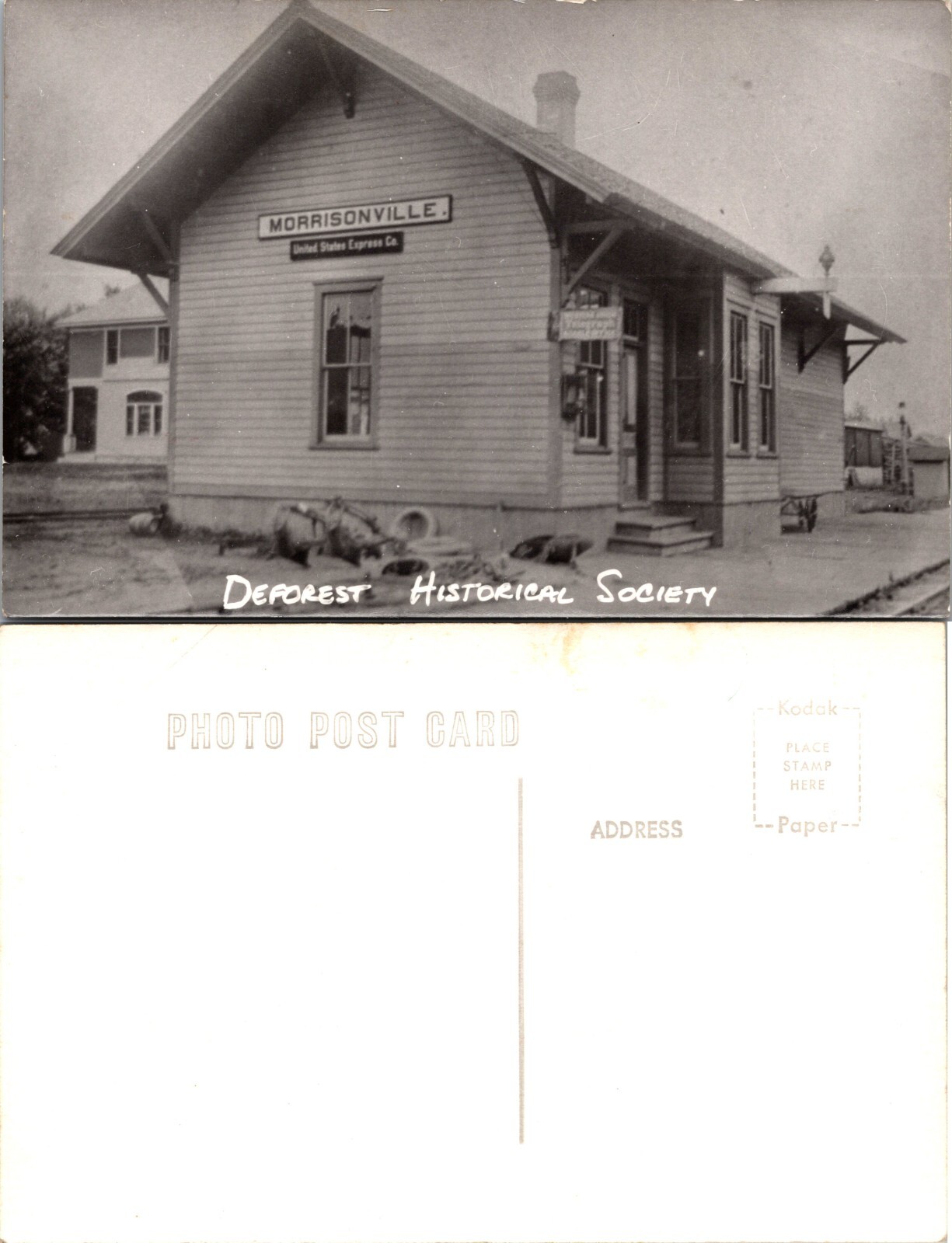RPPC Morrisonville Train Depot DeForest Wisconsin WI Real Postcard