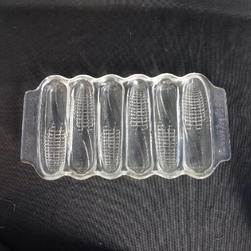 Vintage Beauty Bake Glass Corn Bread Baking Dish Corn Husk Pattern 12” x 6" 1950