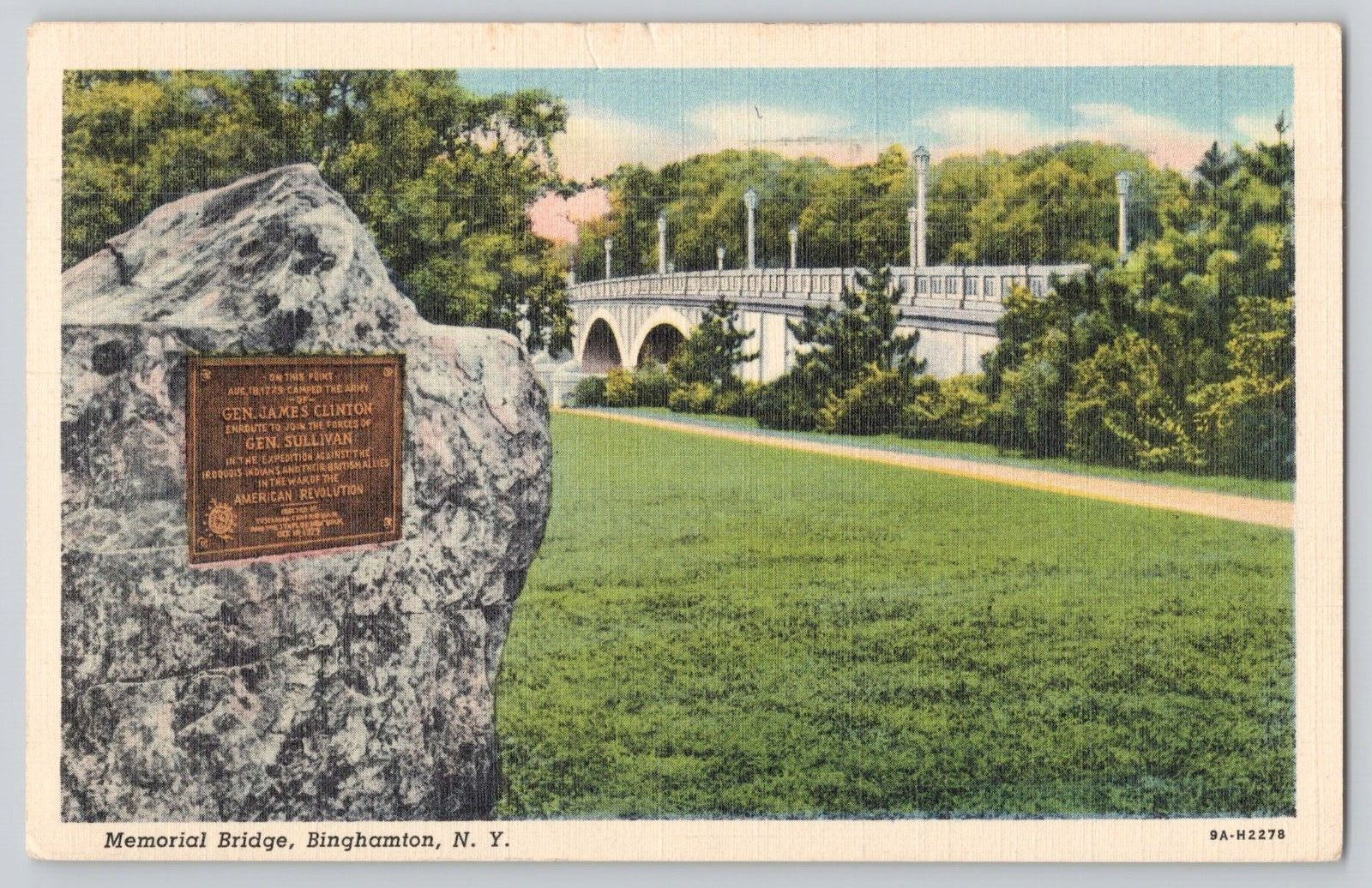 Postcard Memorial Bridge, Binghamton, New York c1941