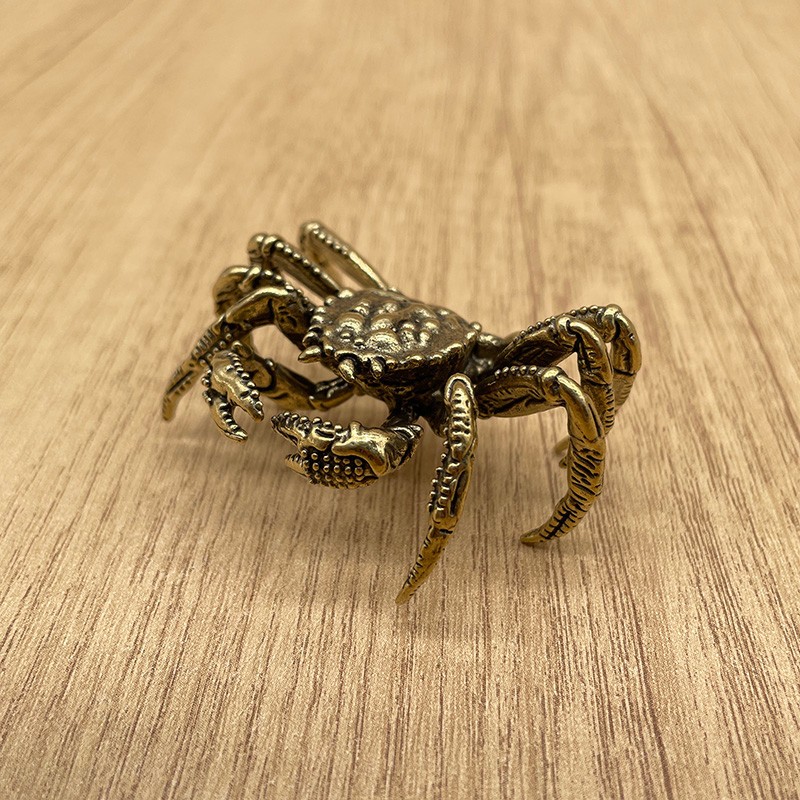 Vintage Brass King Crab Figurine Miniature Animal Statue Ocean Desk Decor Gift