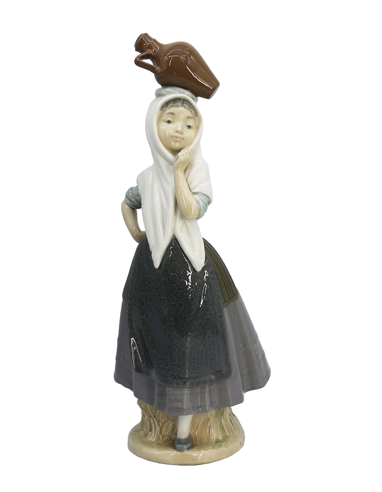 Vintage NAO by Lladro Figurine Early 70's Mark Girl With Water Jug On Head 12"