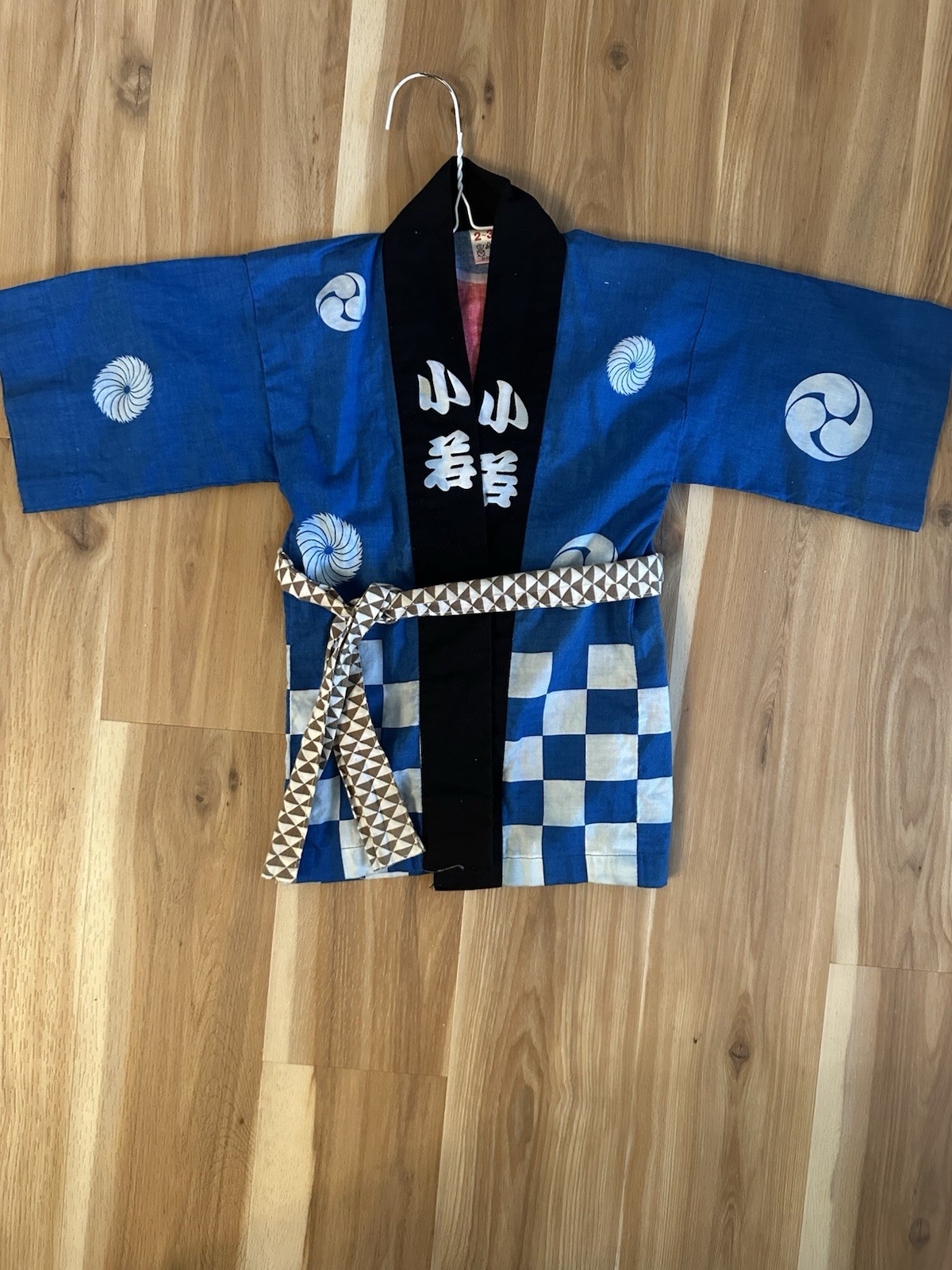 Happi Hanten Japan Traditional Coat Matsuri Festival Ichimatsu Blue Toddler 2-3T