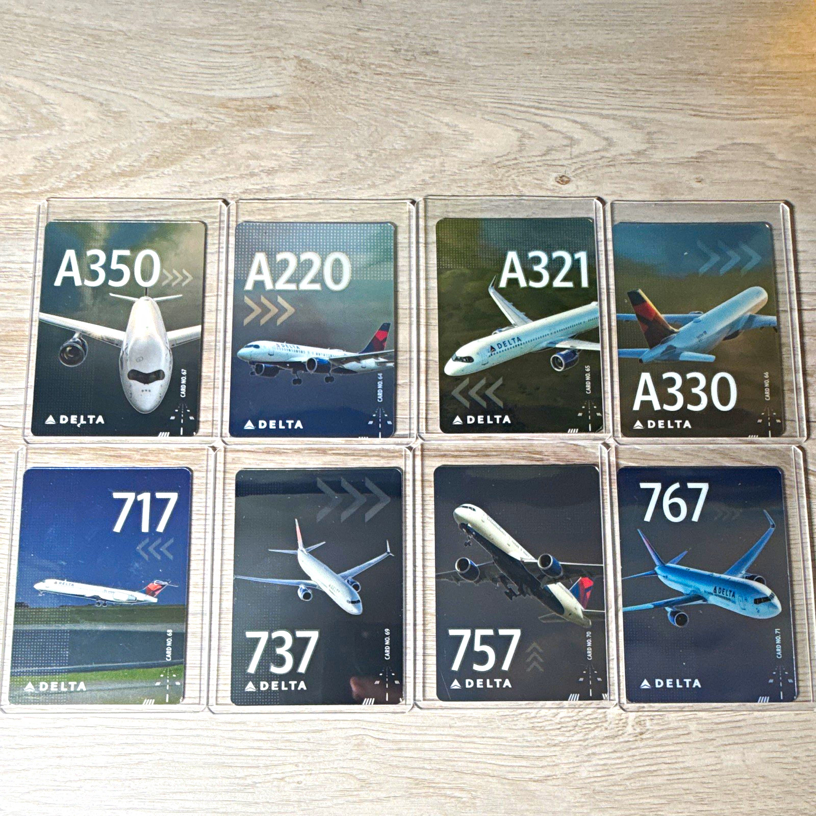 Delta Trading cards Full New Release Boeing and Airbus set 8 card lot