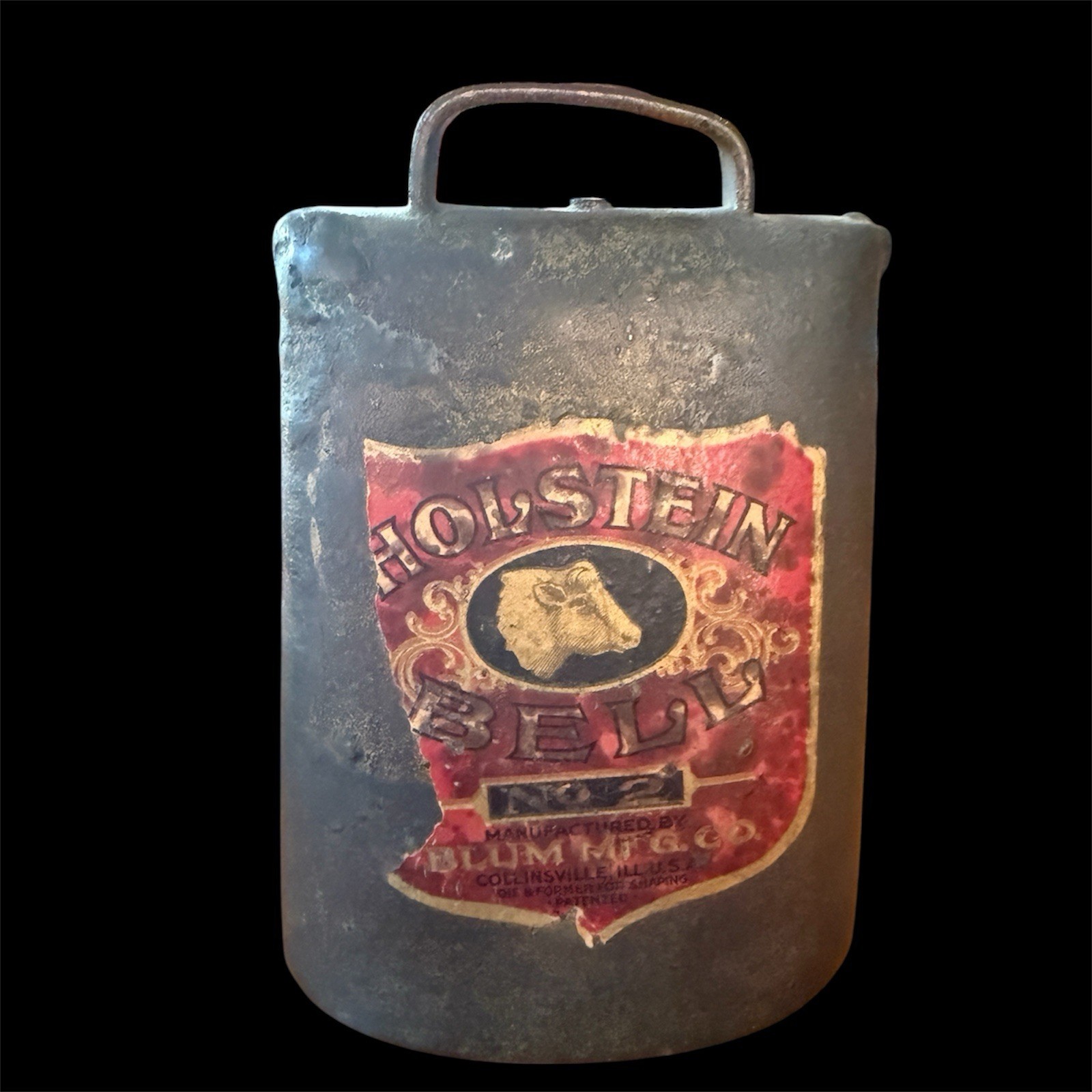 RARE Holstein Cow Bell No. 2 Blum VTG Antique 6.5" Cattle Collinsville IL USA