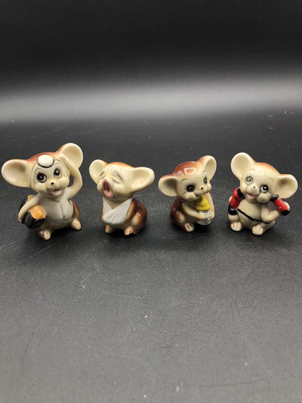 Anamorphic Mice Figurines Porcelain Japan Doctor Patient Mother Baby