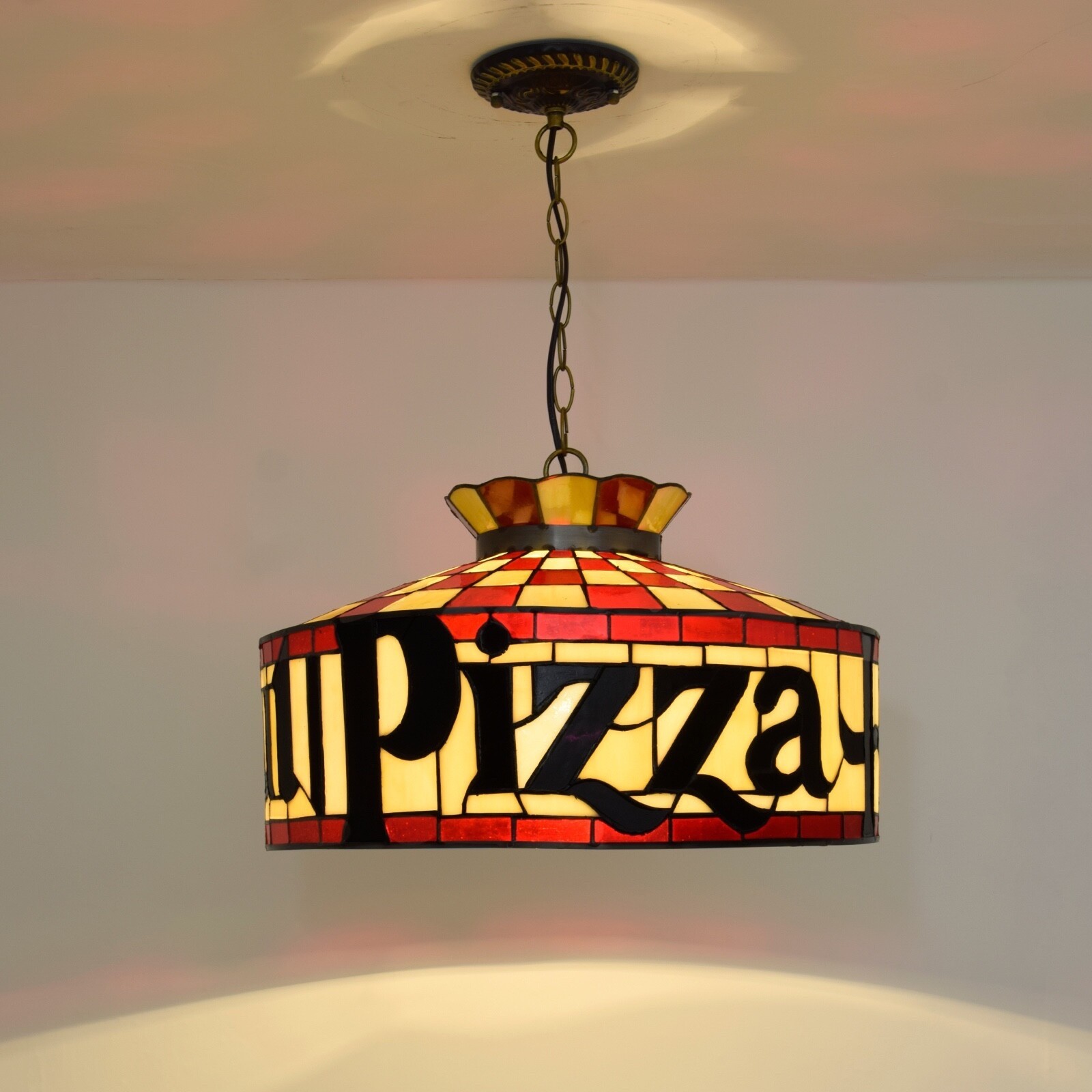 Vintage Pizza Hut Lamp -- Full-Size 18" Tiffany Style Light w/Chain -- NEW 