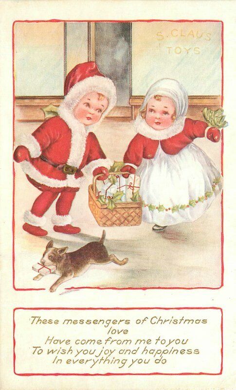 C-1910 Children Christmas Doll Artist impression Postcard 22-2347