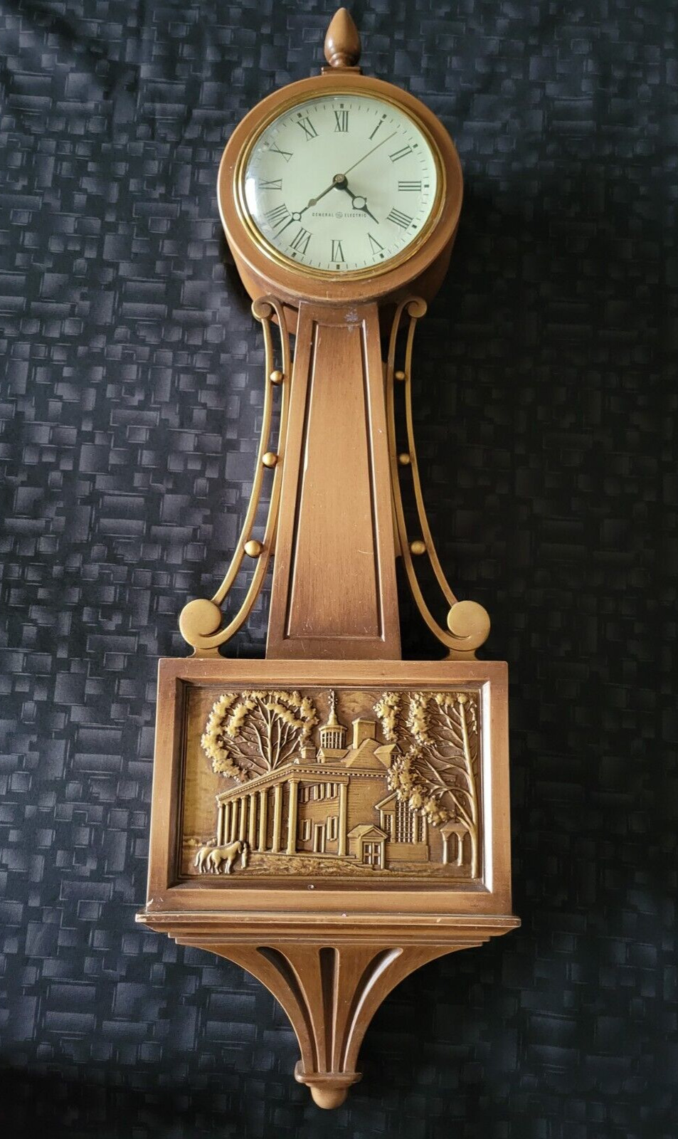 Vintage General Electric Banjo Clock, Electric Clock w/Mount Vernon, Model 2097A