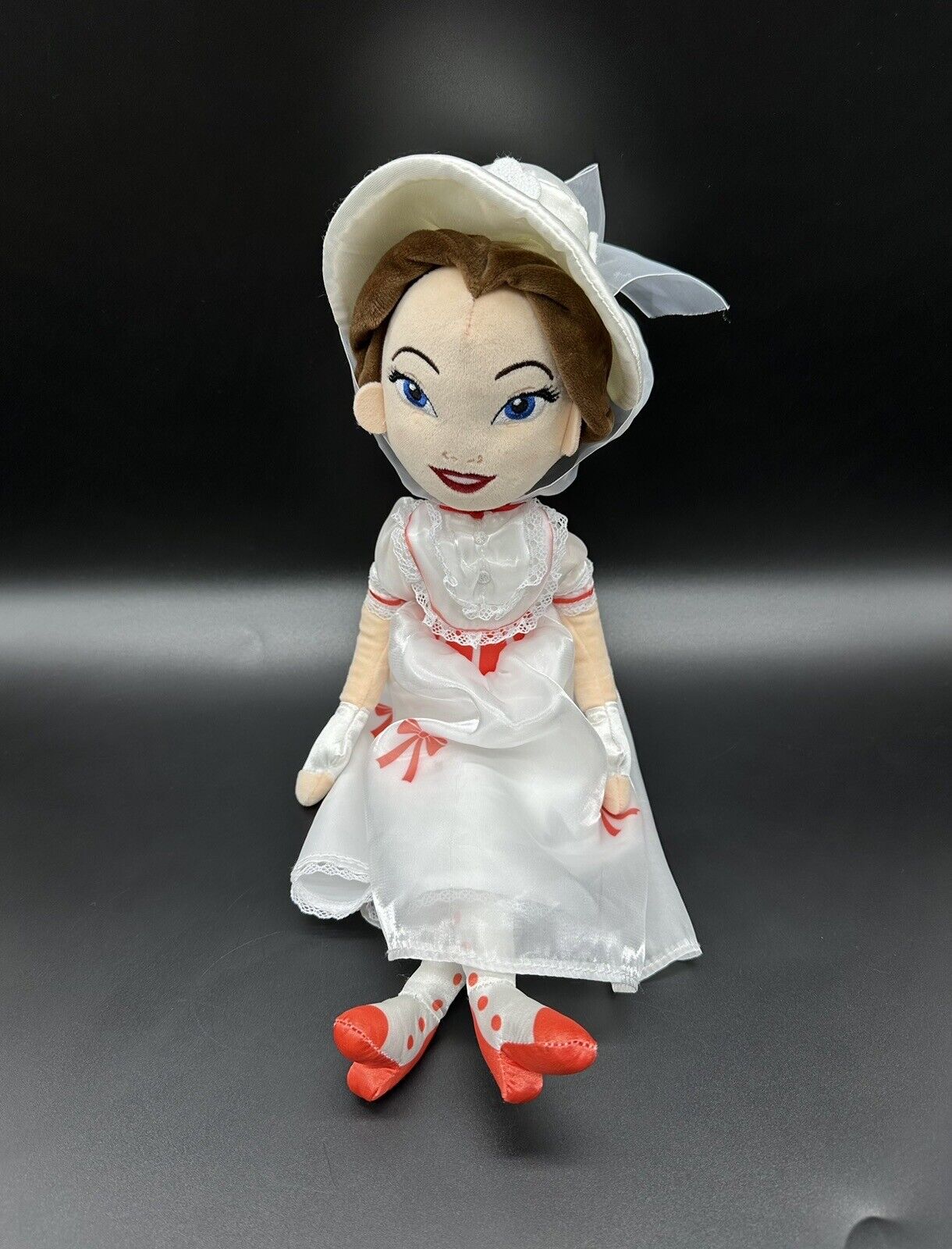 Mary Poppins Doll Stuffed Plush Red White Dress Jolly Holiday Disney Store 18 In