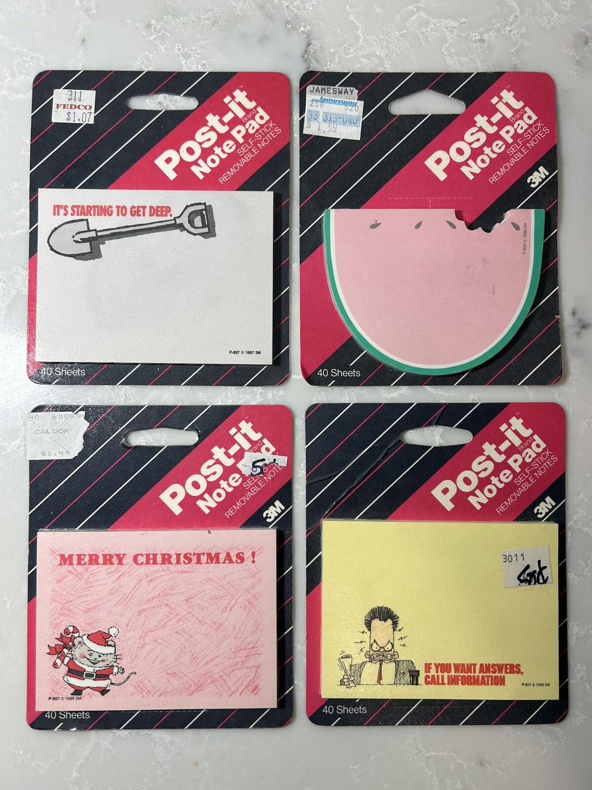 VTG 1987-90 Rare Sealed 4 Packs Post-It Notes 3-M Lot Collectible Gift Stocking