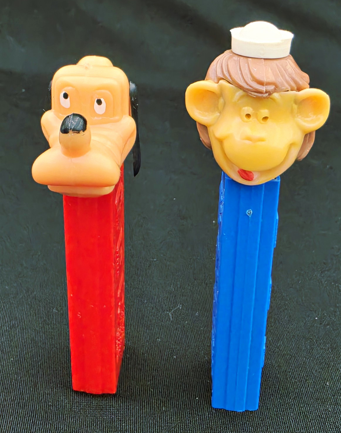 Vintage PEZ Lot of 2. No Feet Austria Disney Pluto Movable Ears & Sailor Monkey