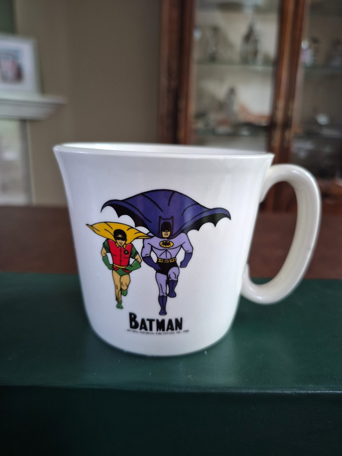 Rare Vintage 1966 Batman Robin Salem Milk Glass Coffee Mug DC Comics