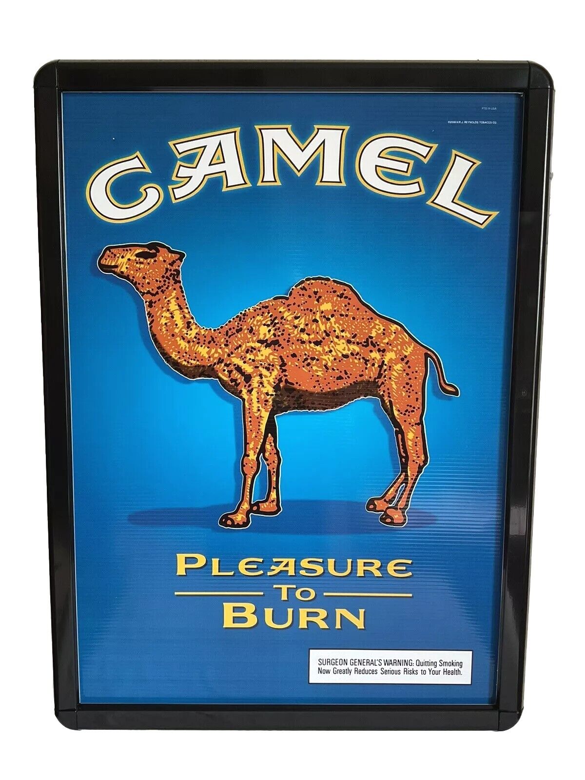 Camel Cigarette Sign Advertising Vinyl Metal Frame Collectible Tobacciana