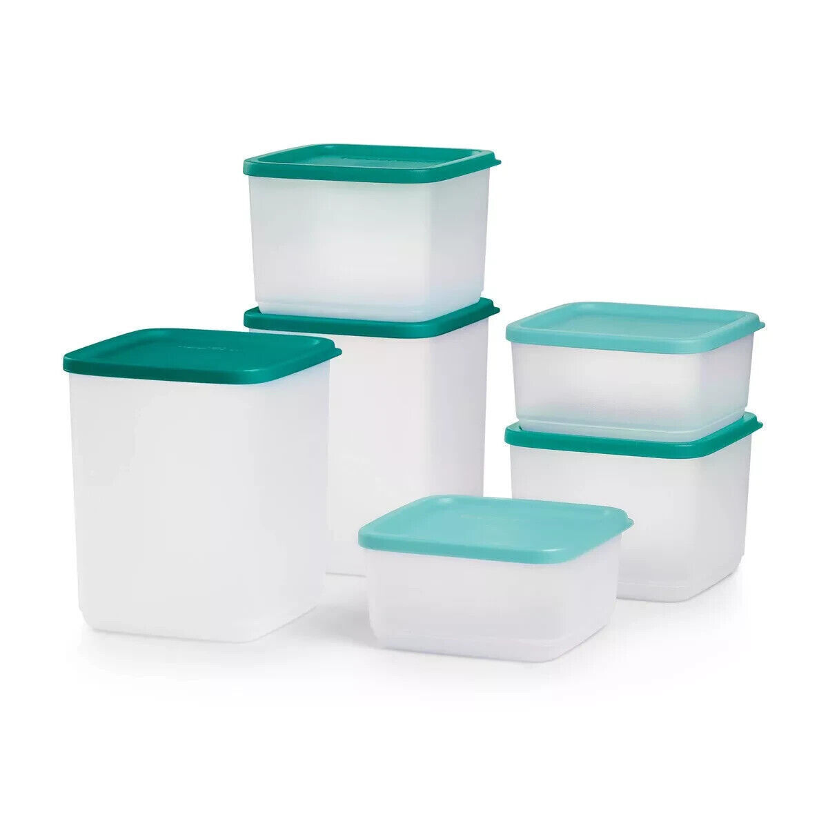 Tupperware 12pc Square Stacking Food Storage Containers with Lids - Green-F