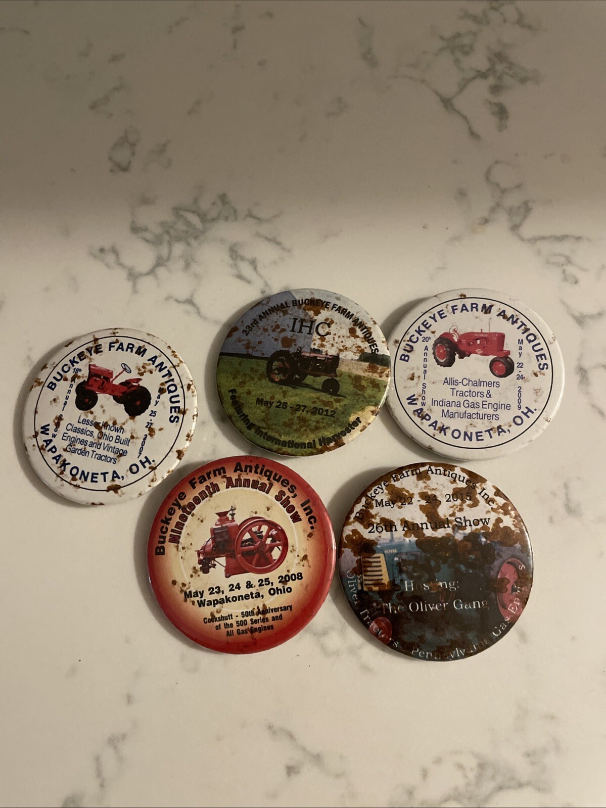 5 Different Buckeye Farm Antiques Past Pinback Buttons for Sale ...