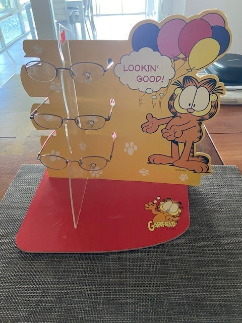 Vtg Garfield w 3 Glasses Standee Advertising Store Display Header