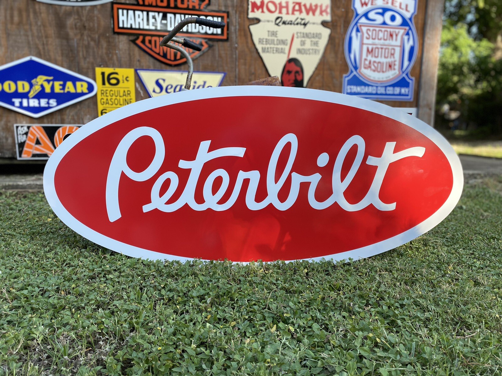 Antique Vintage Old Style Peterbilt Semi Truck Sign Antique Vintage Old Style Peterbilt Semi Truck Sign