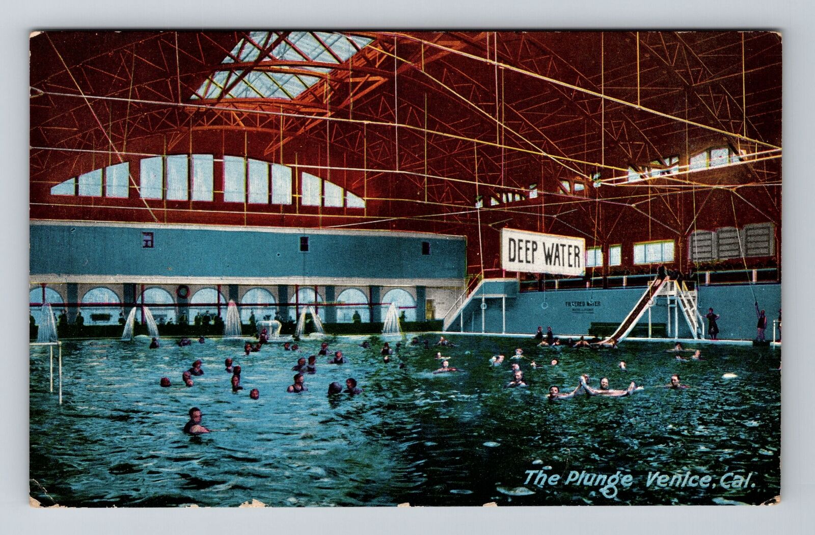Venice CA-California, The Plunge, Antique Vintage Souvenir Postcard