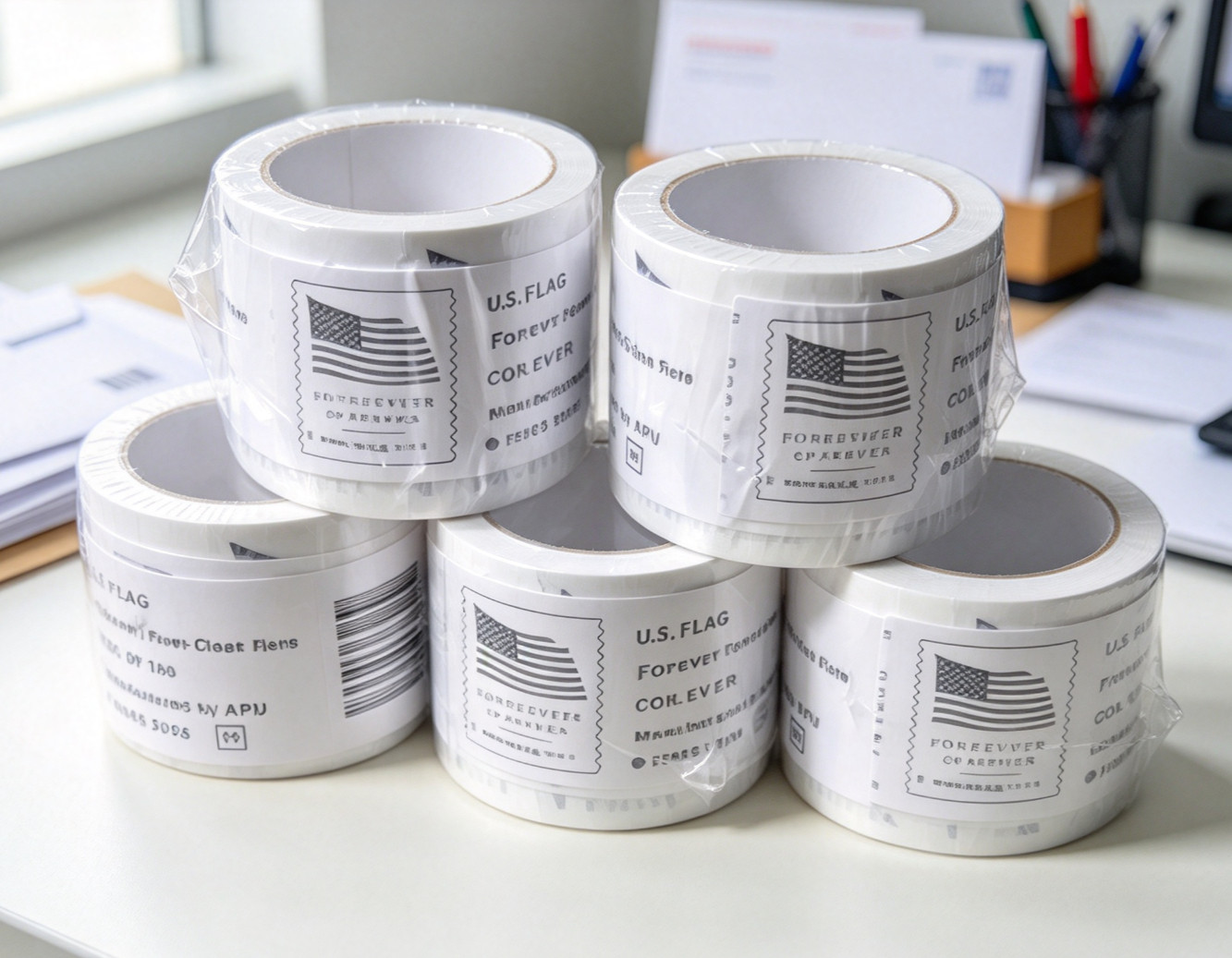 20 Rolls, 100 Per Roll 2026 US Flag (Brand new, unopened)2000PCS