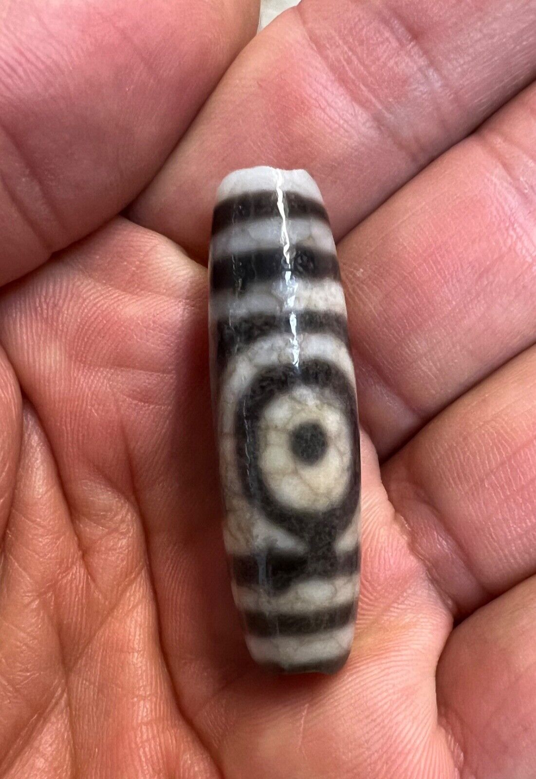 chinese tibetan dzi bead.  2 eyes, 1 5/8 inches