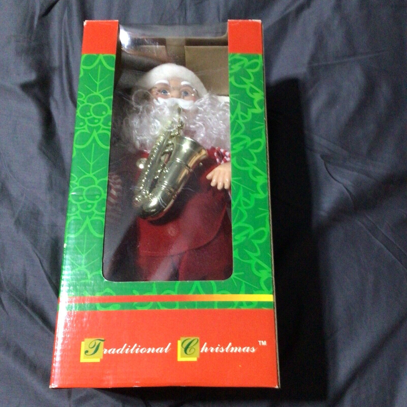 Traditional Christmas Animated Figure - Santa Playing Saxophone Battery Operated