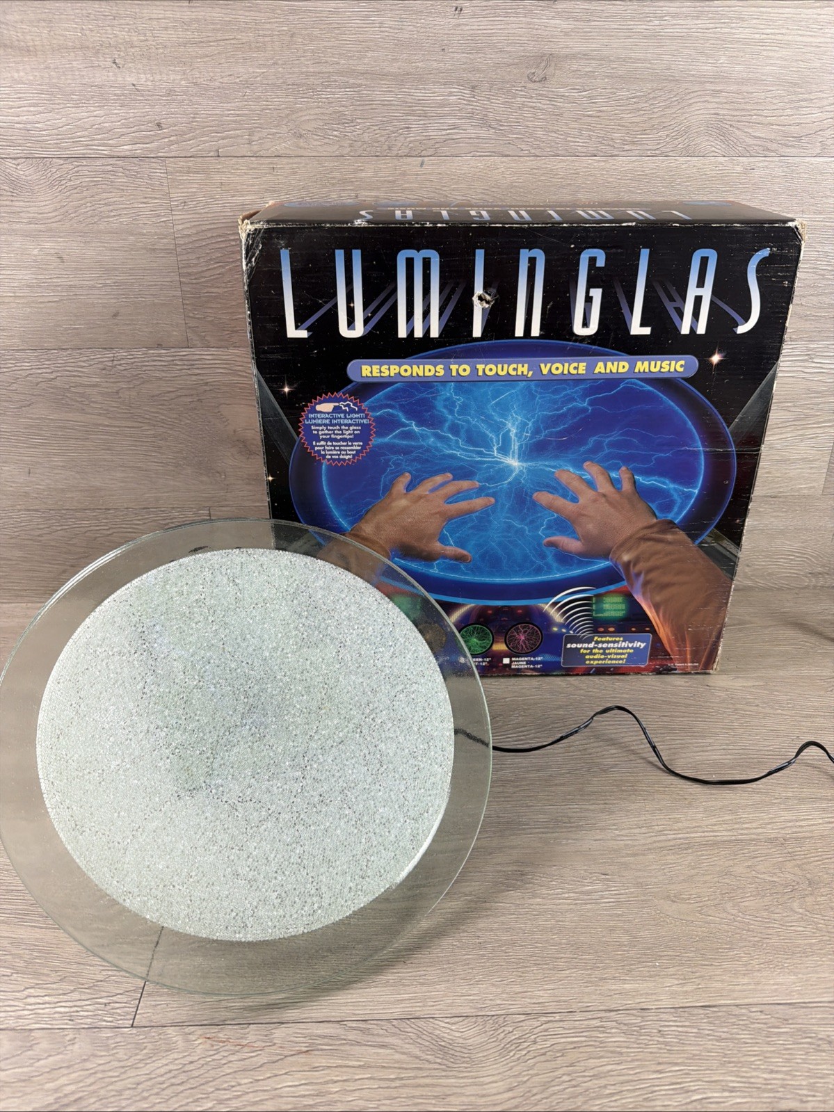 RARE Luminglas 12” Blue Sunburst Plasma Touch Voice Music Interactive Light