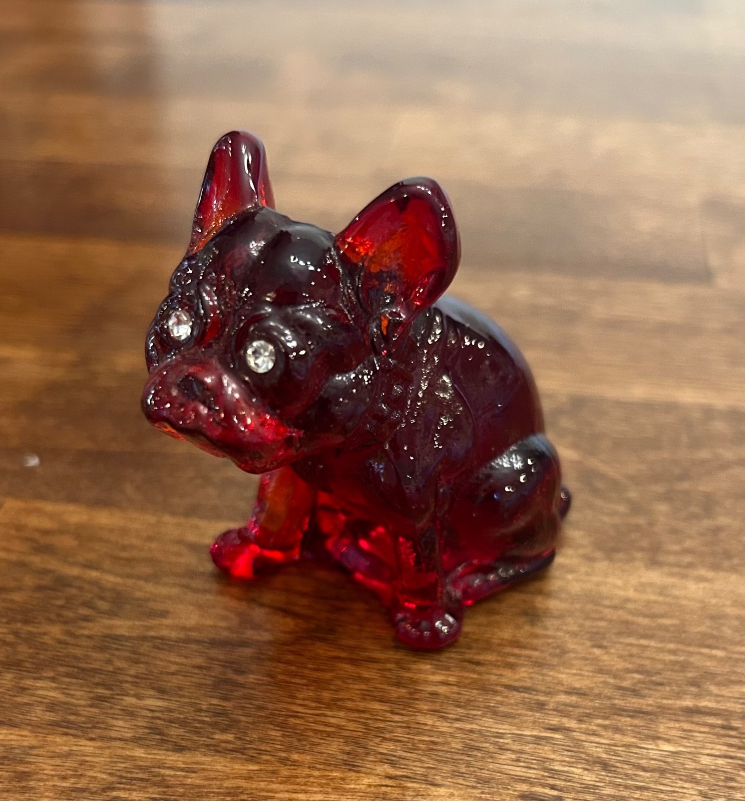 Westmoreland Vintage French Bulldog 2" Ruby/Red Glass Crystal Eyes