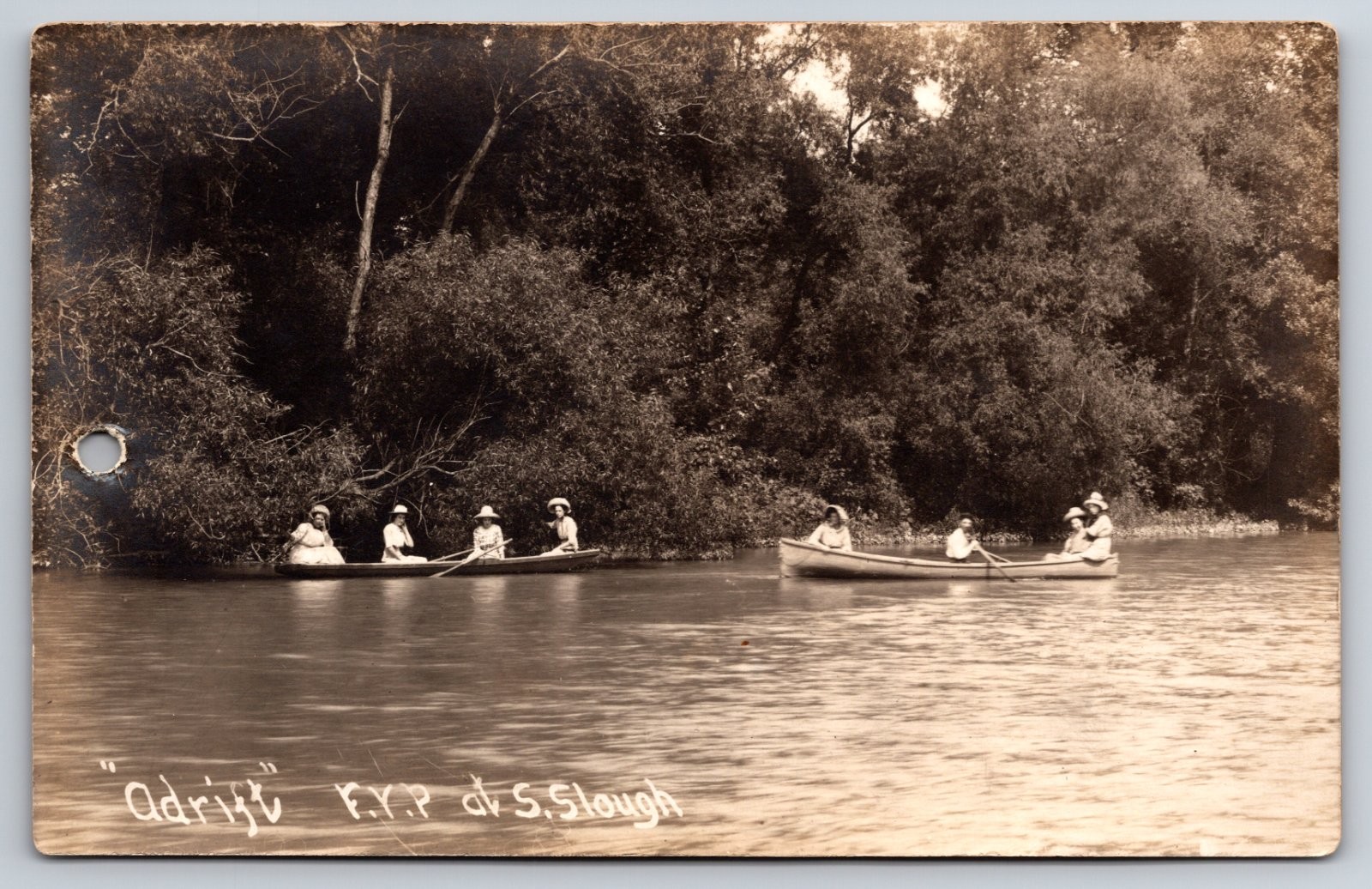 Thomson Illinois Slough Adrift F.Y.P. As-Is Hole Punch Real Photo RPPC