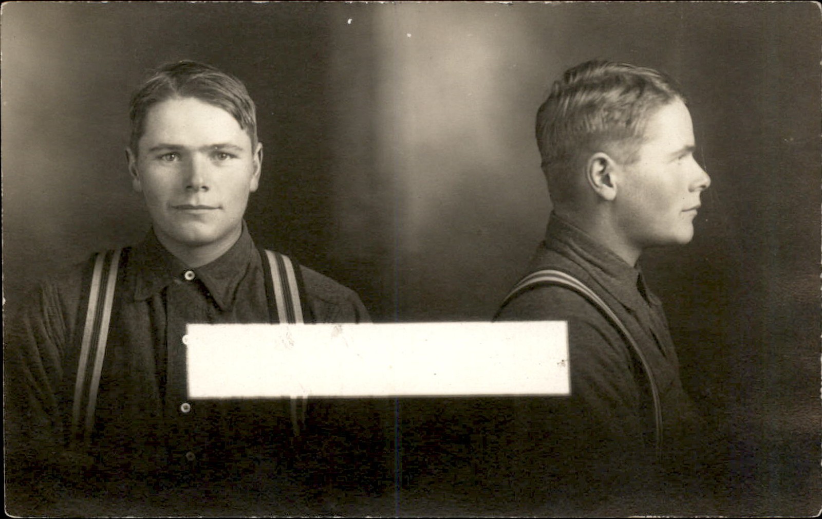 Convict Mugshot Mug Shot FINGER PRINTS ON BACK Crime Justice RPPC c1910 bhn