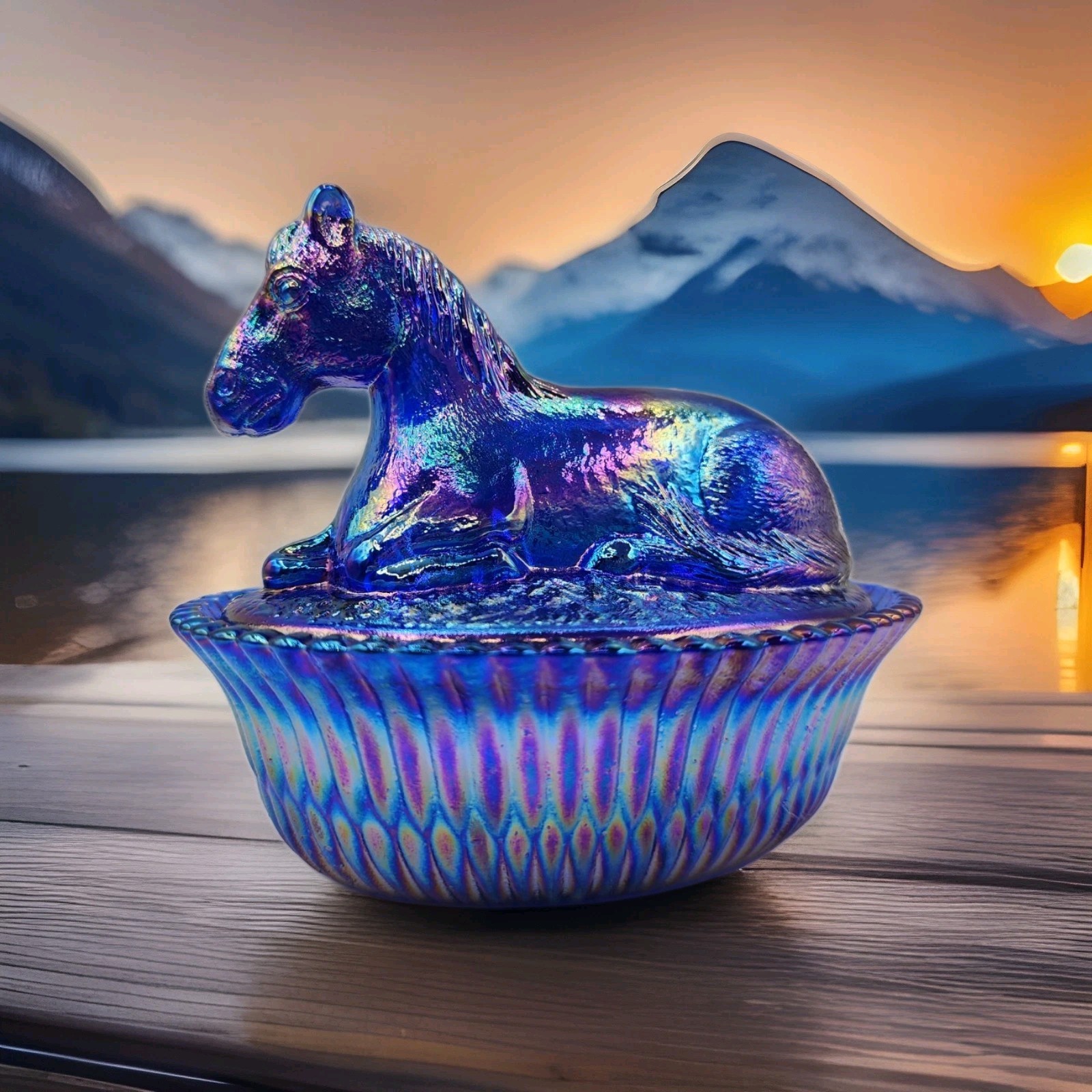 5" Pony  Vintage Style Cobalt Carnival Old Westmoreland Mold By Mosser for Rosso