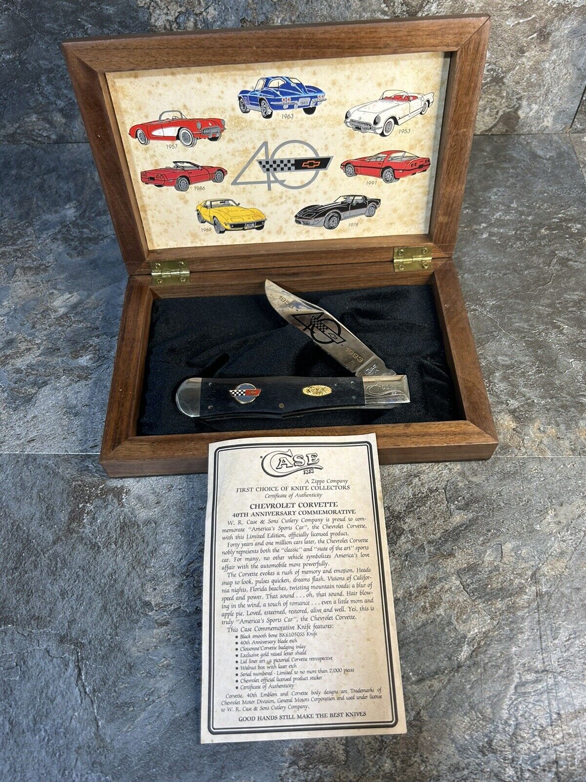Vintage Chevrolet Corvette 1993 40th Anniversary Case XX 0681 Knife In Box Read